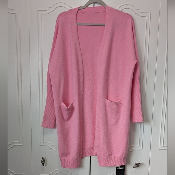 Soft Pink Knit Cardigan with Long Sleeves - Picture 1 of 10